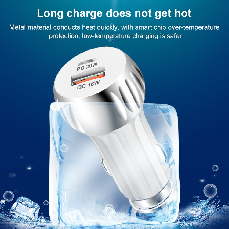 ACC-310 PD 20W + QC3.0 38W Dual Ports Fast Charging Car Charger (White) - Car Charger by PMC Jewellery | Online Shopping South Africa | PMC Jewellery