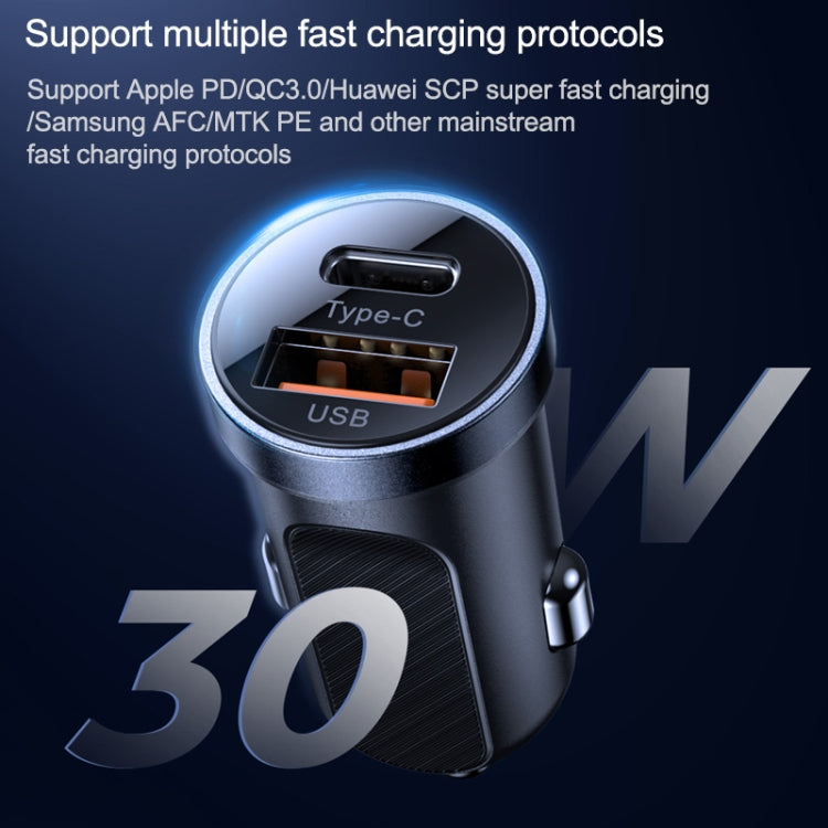 JOYROOM C-A08 30W Mini PD+QC3.0 Dual-port Smart Car Charger (Black) - Car Charger by JOYROOM | Online Shopping South Africa | PMC Jewellery | Buy Now Pay Later Mobicred