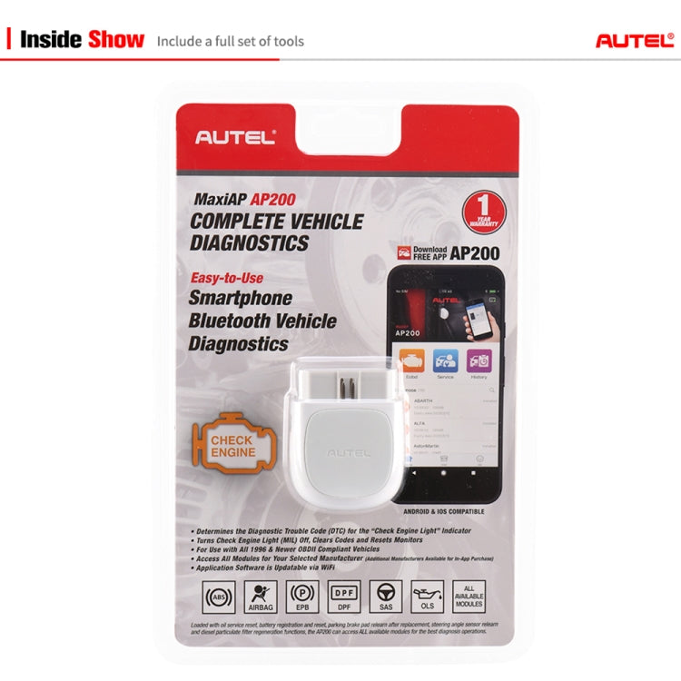 AUTEL AP200 Car OBD2 Fault Detector Diagnostic Scanner Tool - Code Readers & Scan Tools by AUTEL | Online Shopping South Africa | PMC Jewellery
