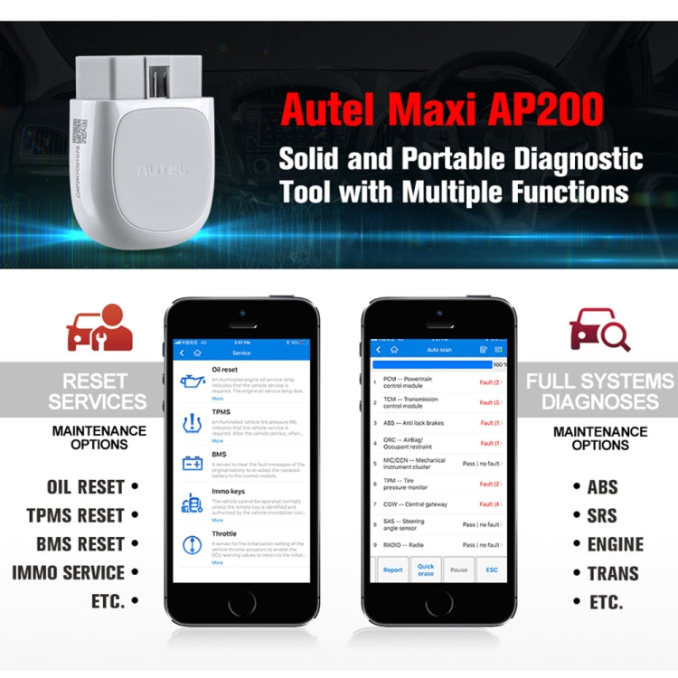 AUTEL AP200 Car OBD2 Fault Detector Diagnostic Scanner Tool - Code Readers & Scan Tools by AUTEL | Online Shopping South Africa | PMC Jewellery