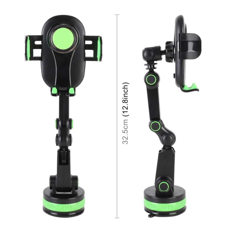 ZP-X0466 Car 360 Degree Rotating Telescopic Folding Round Suction Cup Mobile Phone Holder(Green) - Car Holders by PMC Jewellery | Online Shopping South Africa | PMC Jewellery