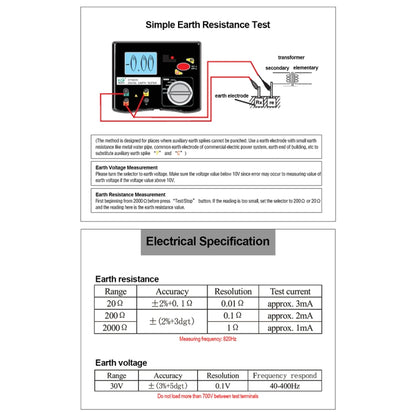 DUOYI DY4200 Car Higher Accuracy Digital Ground Resistance Tester - Electronic Test by DUOYI | Online Shopping South Africa | PMC Jewellery | Buy Now Pay Later Mobicred