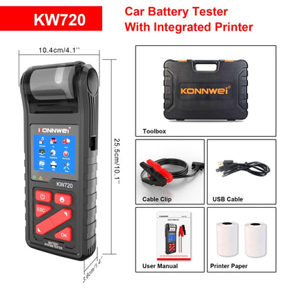 KONNWEI KW720 Car 3.2 inch 6V-24V Lead-acid Battery Tester with Printer - Code Readers & Scan Tools by KONNWEI | Online Shopping South Africa | PMC Jewellery | Buy Now Pay Later Mobicred