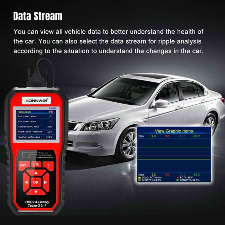 KONNWEI KW870 2 in 1 Car OBD2 Fault Diagnosis + Battery Tester - Code Readers & Scan Tools by KONNWEI | Online Shopping South Africa | PMC Jewellery | Buy Now Pay Later Mobicred