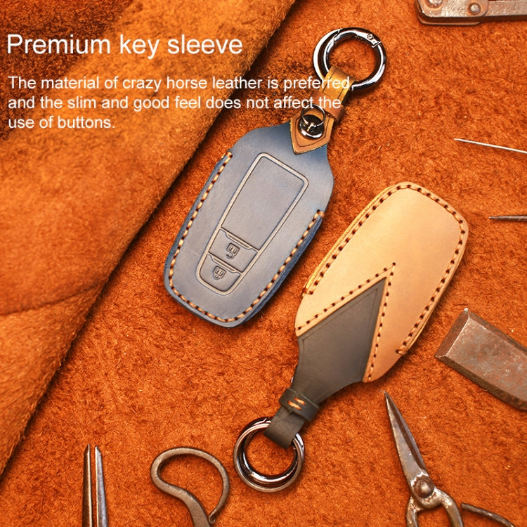 For Toyota Car Cowhide Leather Key Protective Cover Key Case, Three Keys Version (Blue) - Car Key Cases by PMC TechLife | Online Shopping South Africa | PMC TechLife