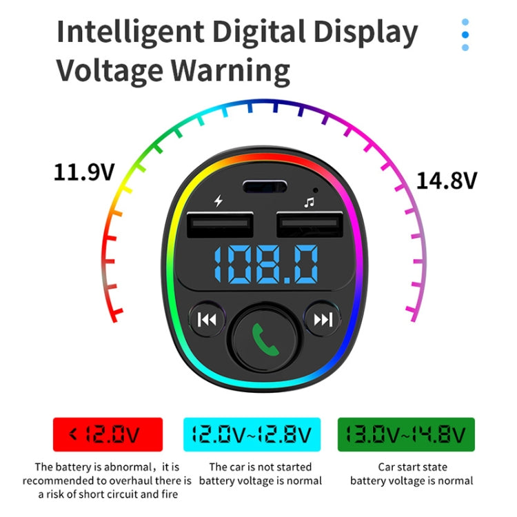 Car Bluetooth MP3 Player Audio FM Transmitter with Ambient Light - Bluetooth Car Kits by PMC TechLife | Online Shopping South Africa | PMC TechLife