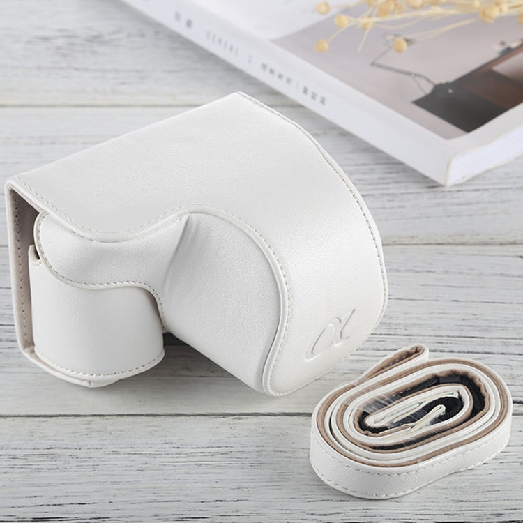 Full Body Camera PU Leather Case Bag with Strap for Sony A6000 / A6300 / Nex 6(White) - Leather Bag by PMC TechLife | Online Shopping South Africa | PMC TechLife