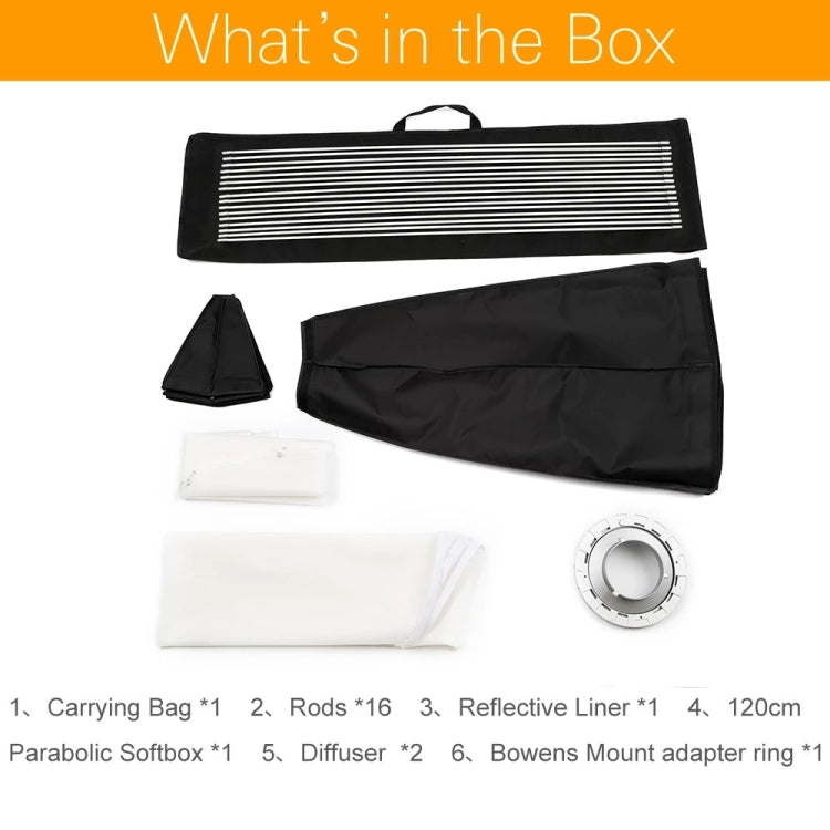 Godox P120L Diameter 120cm Parabolic Softbox Reflector Diffuser for Studio Speedlite Flash Softbox(Black) - free shipping - PMC TechLife - Order now!