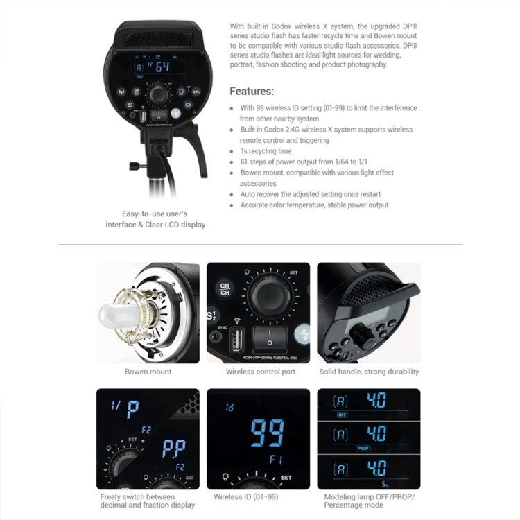 Godox DP1000III Studio Flash Light 1000Ws Bowens Mount Studio Speedlight(AU Plug) - free shipping - PMC TechLife - Order now!