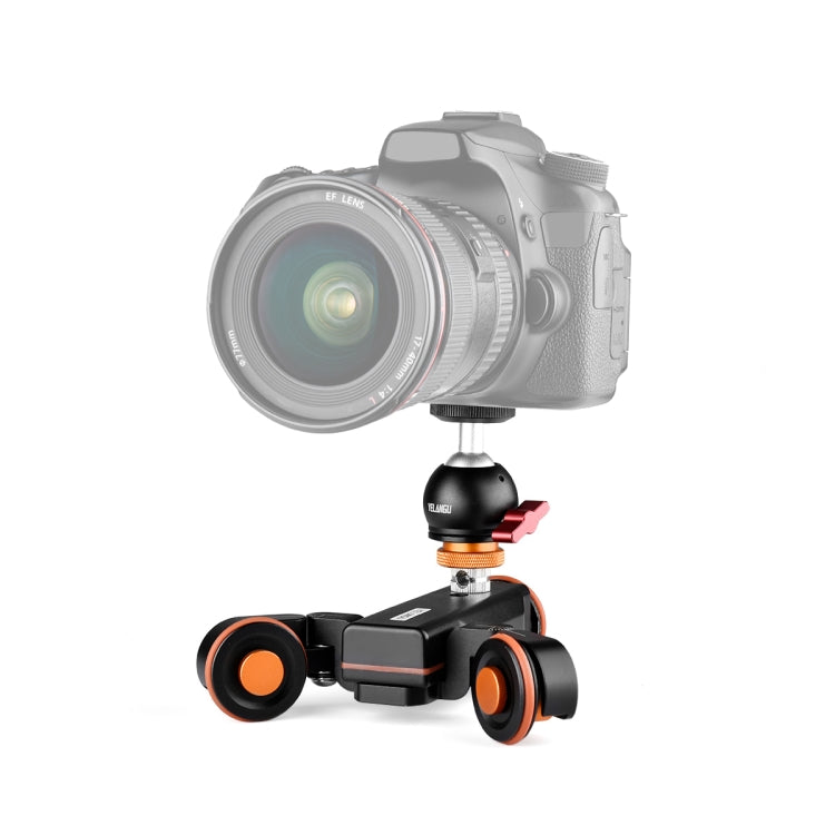 YELANGU L4X-BC Camera Wheel Dolly II Electric Track Slider 3-Wheel Video Pulley Rolling Dolly Car with Ballhead, Load: 3kg (Black) - Camera Dolly by YELANGU | Online Shopping South Africa | PMC Jewellery | Buy Now Pay Later Mobicred