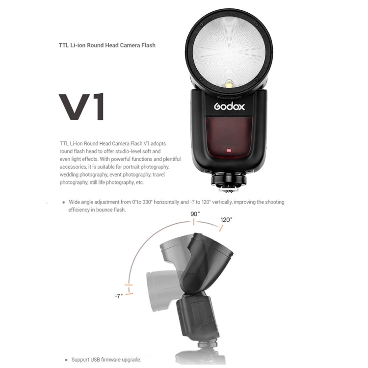 Godox V1N Round Head TTL Flash Speedlite for Nikon (Black) - Shoe Mount Flashes by Godox | Online Shopping South Africa | PMC Jewellery | Buy Now Pay Later Mobicred