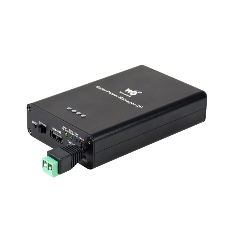 Waveshare Solar Power Manager, Embedded 10000mAh Li-Po Battery, Support 6V~24V Solar Panels (Black) - free shipping - PMC TechLife - Order now!