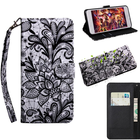 3D Painting Pattern Coloured Drawing Horizontal Flip TPU + PU Leather Case with Holder & Card Slots & Wallet, For:For Galaxy A40(Black Lace) - Galaxy Phone Cases by PMC Jewellery | Online Shopping South Africa | PMC Jewellery