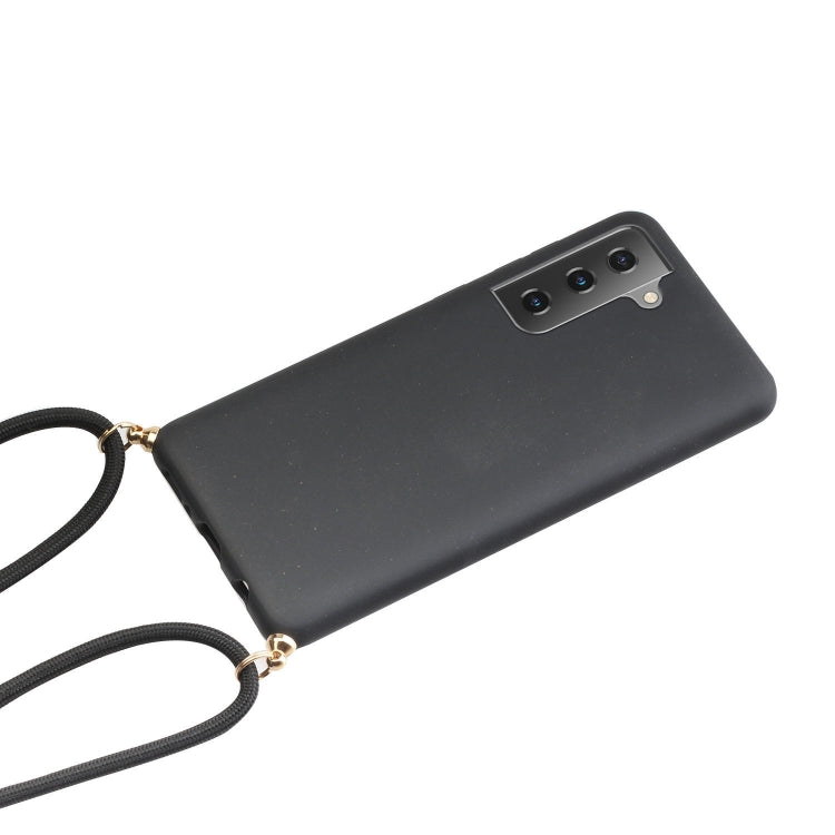 For Samsung Galaxy S21 5G Wheat Straw Material + TPU Protective Case with Lanyard(Black) - free shipping - PMC TechLife - Order now!