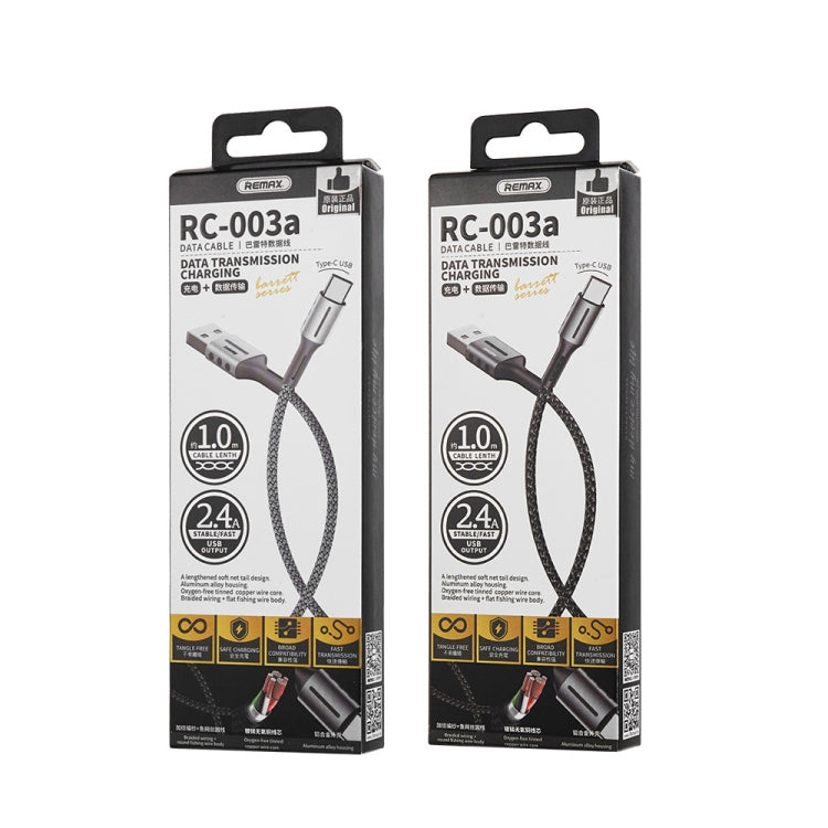 Remax RC-003a 2.4A Type-C / USB-C Barrett Series Charging Data Cable, Length: 1m(Silver) - free shipping - PMC TechLife - Order now!