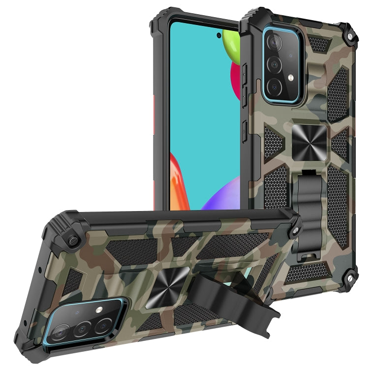 For Samsung Galaxy A52 4G / 5G Camouflage Armor Shockproof TPU + PC Magnetic Protective Case with Holder(Army Green) - Galaxy Phone Cases by PMC Jewellery | Online Shopping South Africa | PMC Jewellery