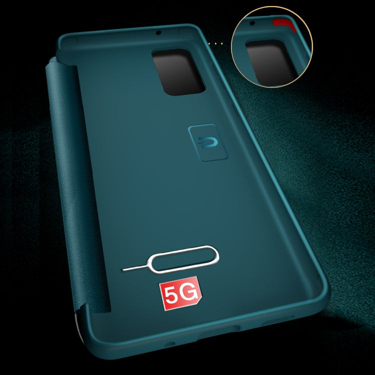 For Samsung Galaxy S20 FE Side Window View Shockproof Horizontal Flip Leather Case(Green) - Galaxy S20 FE Cases by PMC TechLife | Online Shopping South Africa | PMC TechLife