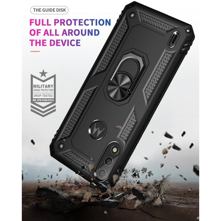 For Motorola Moto E7 Power (2021) Shockproof TPU + PC Protective Case with 360 Degree Rotating Holder(Black) - free shipping - PMC TechLife - Order now!