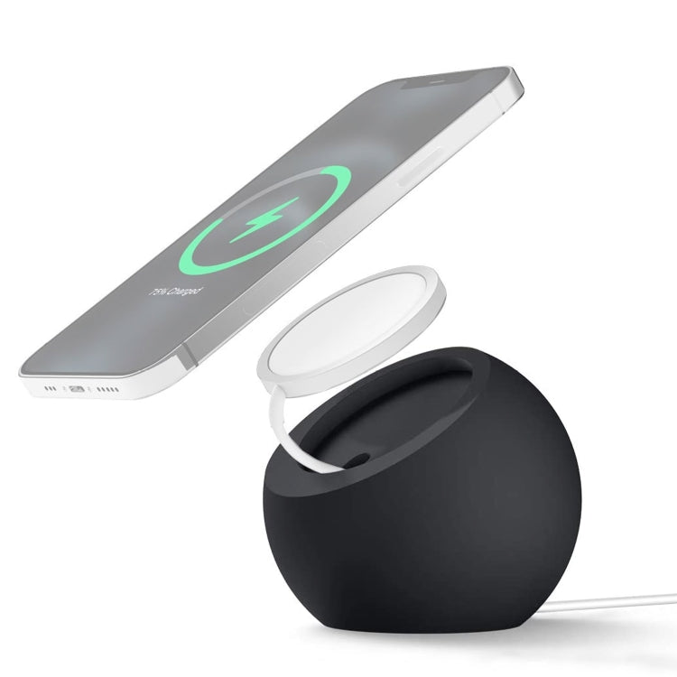 Silicone Pellet Magsafe Magnetic Charger Holder for iPhone 12 Series(Black) - Desktop Holder by PMC TechLife | Online Shopping South Africa | PMC TechLife