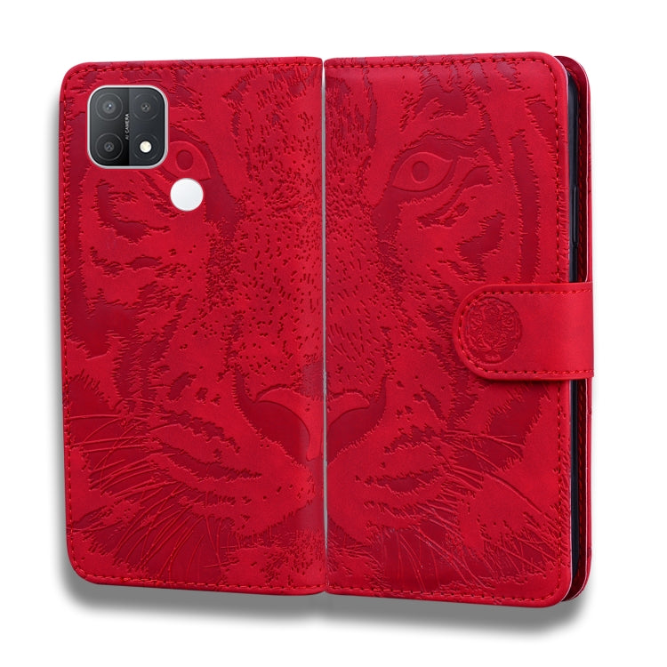 For OPPO A15 / A15S Tiger Embossing Pattern Horizontal Flip Leather Case with Holder & Card Slots & Wallet(Red) - OPPO Cases by PMC TechLife | Online Shopping South Africa | PMC TechLife | Buy Now Pay Later Mobicred