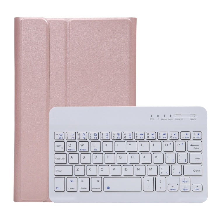 A220 Splittable Bluetooth Keyboard Leather Tablet Case for Samsung Galaxy Tab A7 Lite 8.7 T220 / T225, with Holder & Elastic Band Function(Rose Gold) - free shipping - PMC TechLife - Order now!
