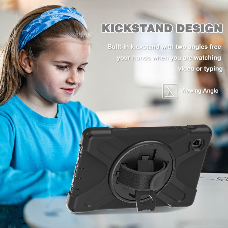 For Samsung Galaxy Tab A7 Lite T220 / T225 Silicone + PC Protective Case with Holder & Shoulder Strap(Black) - free shipping - PMC TechLife - Order now!