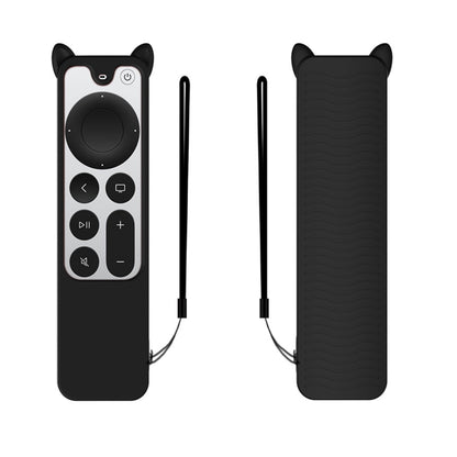 Cat Ears Shape Silicone Protective Case Cover For Apple TV 4K 4th Siri Remote Controller(Black) - Apple TV Accessories by PMC Jewellery | Online Shopping South Africa | PMC Jewellery