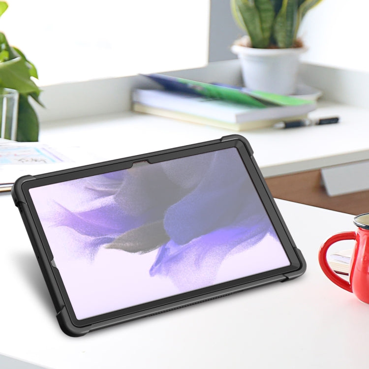 For Samsung Galaxy Tab S7 FE Silicone + PC Shockproof Protective Case with Holder(Black) - free shipping - PMC TechLife - Order now!