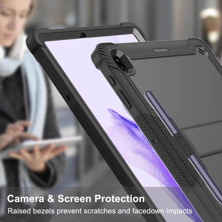 For Samsung Galaxy Tab S7 FE Silicone + PC Shockproof Protective Case with Holder(Black) - free shipping - PMC TechLife - Order now!