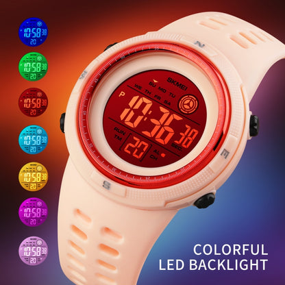 SKMEI 1773 Triplicate Round LED Dual Time Digital Display Colorful Backlight Electronic Watch(Light Green) - LED Digital Watches by SKMEI | Online Shopping South Africa | PMC Jewellery | Buy Now Pay Later Mobicred