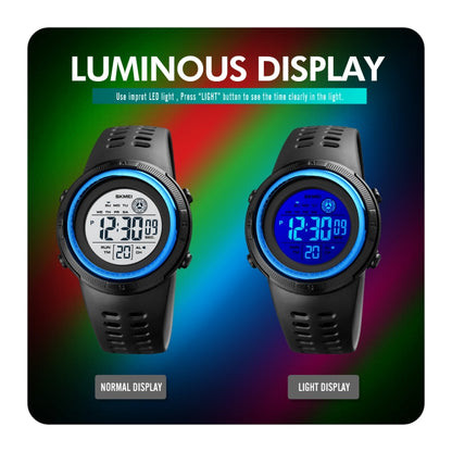 SKMEI 1773 Triplicate Round LED Dual Time Digital Display Colorful Backlight Electronic Watch(Light Green) - LED Digital Watches by SKMEI | Online Shopping South Africa | PMC Jewellery | Buy Now Pay Later Mobicred