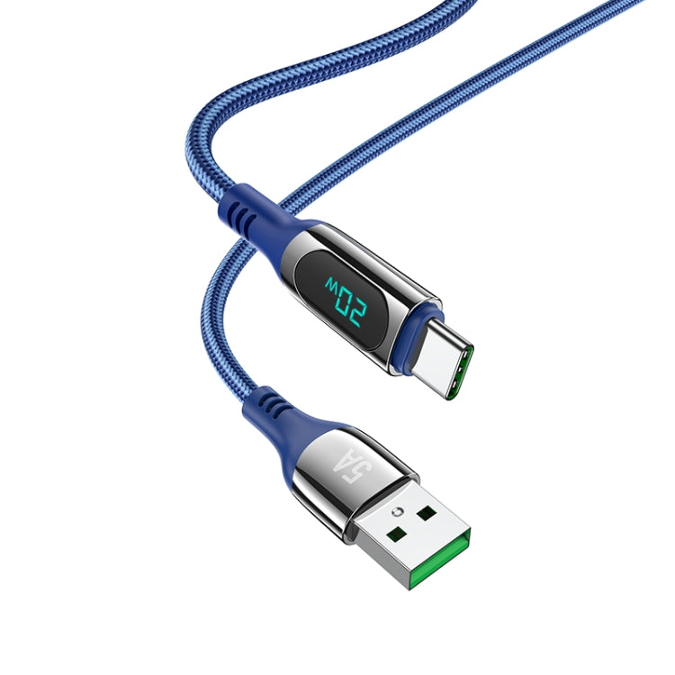 hoco S51 5A Type-C / USB-C Digital Display Charging Data Cable, Length: 1.2m(Blue) - USB-C & Type-C Cable by hoco | Online Shopping South Africa | PMC Jewellery