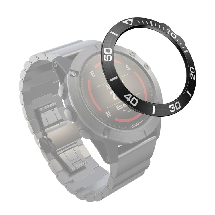 Compatible with Garmin Fenix 5X/5X Plus Smart Watch Steel Bezel Ring, A Version(Black Ring White Letter) - Watch Cases by PMC TechLife | Online Shopping South Africa | PMC TechLife | Buy Now Pay Later Mobicred