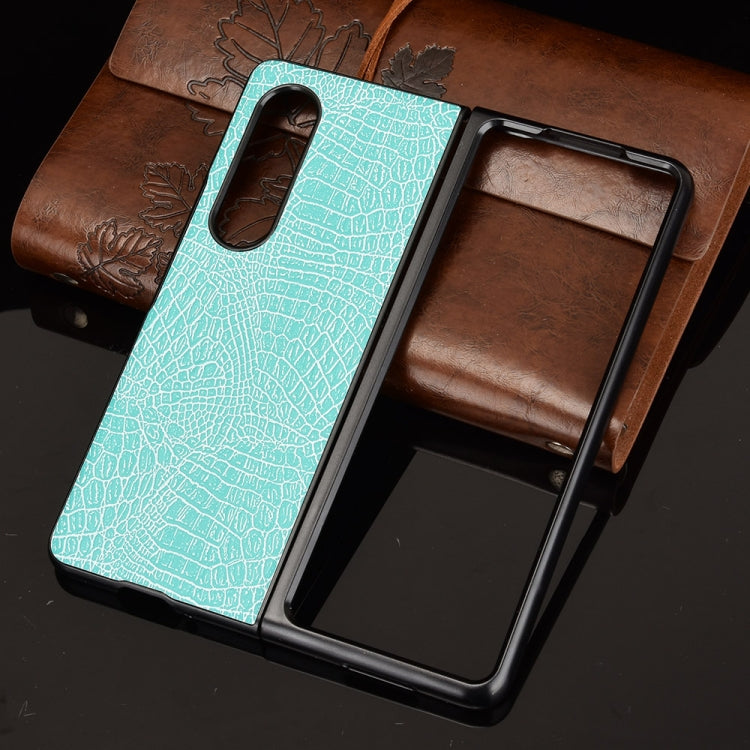For Samsung Galaxy Z Fold3 5G Shockproof Crocodile Texture PC + PU Case(Light Green) - free shipping - PMC TechLife - Order now!