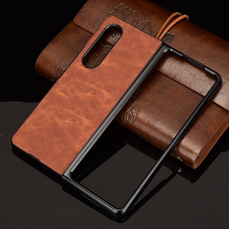 For Samsung Galaxy Z Fold3 5G Shockproof Sheep Skin PC + PU + TPU Case(Brown) - free shipping - PMC TechLife - Order now!