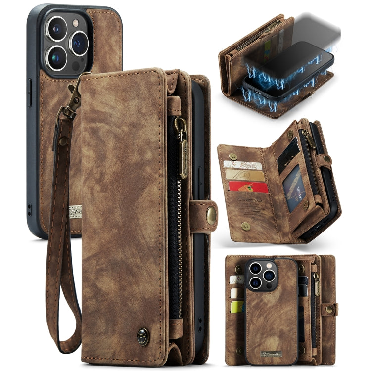 For iPhone 13 Pro Max CaseMe-008 Detachable Multifunctional Horizontal Flip Leather Case with Card Slot & Holder & Zipper Wallet & Photo Frame (Brown) - iPhone 13 Pro Max Cases by CaseMe | Online Shopping South Africa | PMC Jewellery