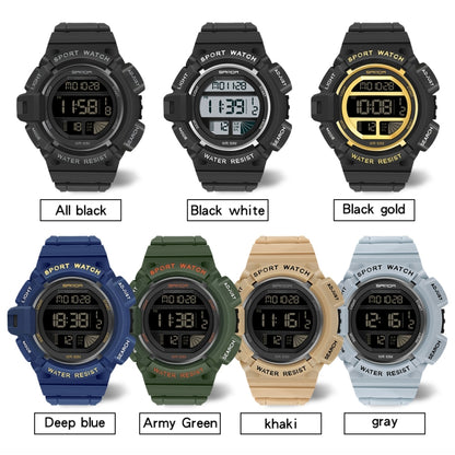 SANDA 2106 LED Digital Display Luminous Alarm Clock Men Outdoor Sports Electronic Watch(Khaki) - LED Digital Watches by SANDA | Online Shopping South Africa | PMC Jewellery | Buy Now Pay Later Mobicred