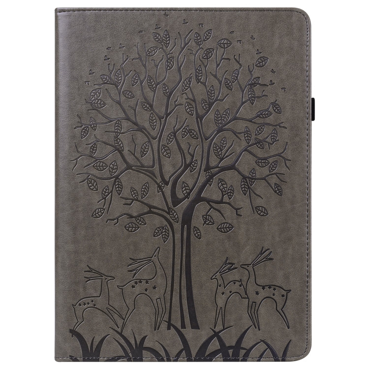 For iPad Pro 10.5 2017 / 10.2 2019 Tree & Deer Pattern Pressed Printing Horizontal Flip PU Leather Case with Holder & Card Slots & Sleep / Wake-up Function(Grey) - free shipping - PMC TechLife - Order now!