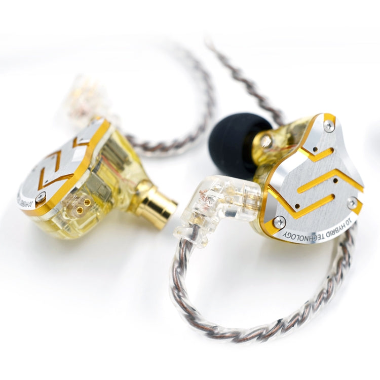 KZ ZS10 Pro 10-unit Ring Iron Gaming In-ear Wired Earphone, Standard Version(Glare Gold) - free shipping - PMC TechLife - Order now!