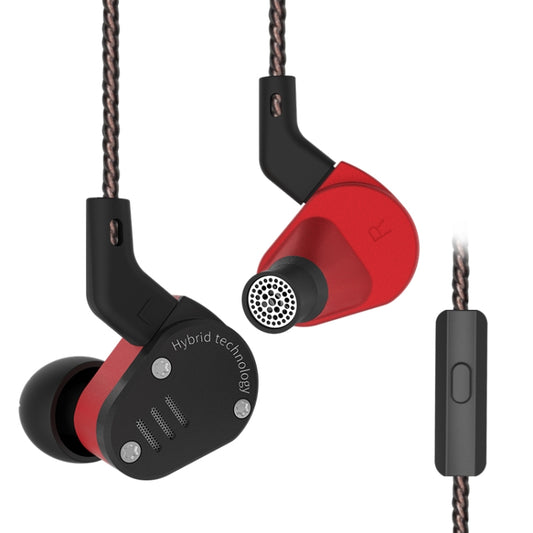 KZ ZSA Ring Iron Hybrid Drive Sport In-ear Wired Earphone, Mic Version(Black Red) - In Ear Wired Earphone by KZ | Online Shopping South Africa | PMC Jewellery