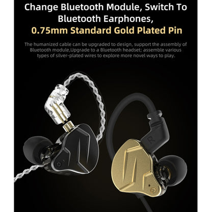 KZ ZSN Pro X Ring Iron Hybrid Drive Metal In-ear Wired Earphone, Mic Version(Gold) - In Ear Wired Earphone by KZ | Online Shopping South Africa | PMC Jewellery