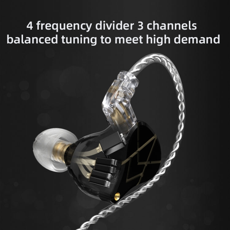 KZ ASX 20-unit Balance Armature Monitor HiFi In-Ear Wired Earphone With Mic(Black) - In Ear Wired Earphone by KZ | Online Shopping South Africa | PMC Jewellery | Buy Now Pay Later Mobicred