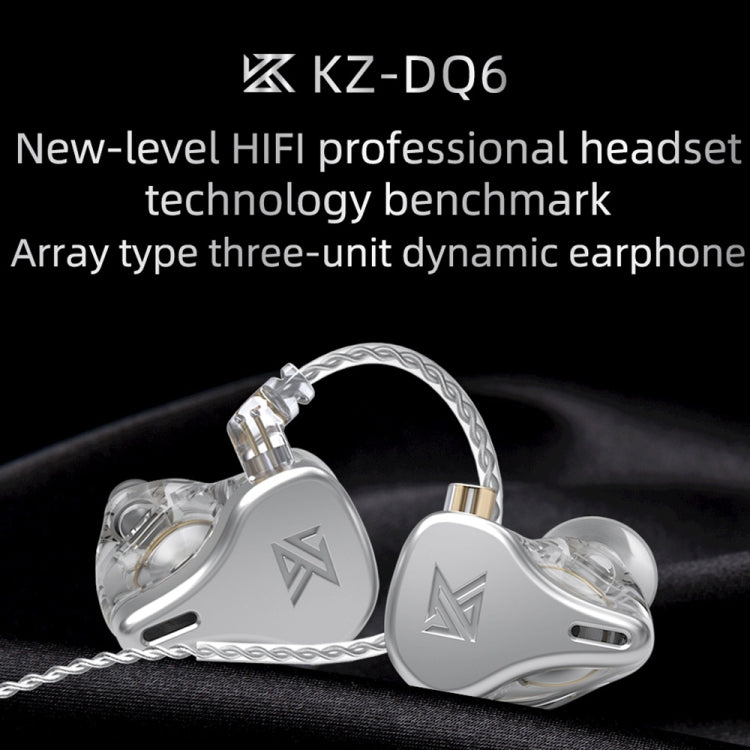 KZ DQ6 3-unit Dynamic HiFi In-Ear Wired Earphone With Mic(Grey) - free shipping - PMC TechLife - Order now!