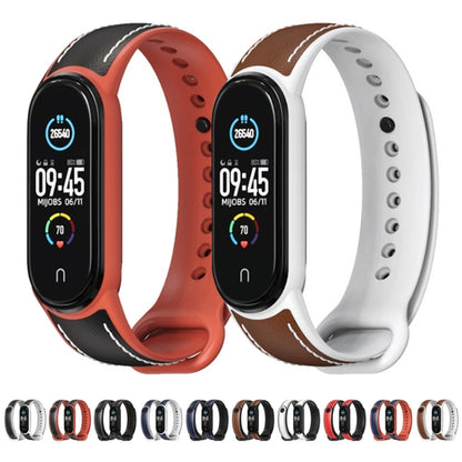 For Xiaomi Mi Band 5/6/7 MIJOBS TPU + Leather Watch Band(Blue+White) - Watch Bands by MIJOBS | Online Shopping South Africa | PMC Jewellery | Buy Now Pay Later Mobicred