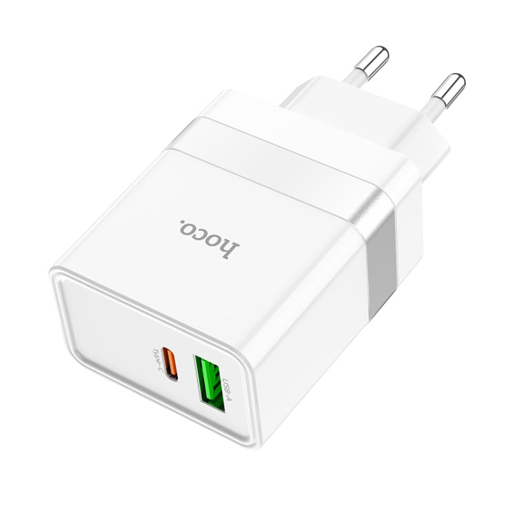 hoco N21 PD 30W Type-C / USB-C + QC 3.0 USB Mini Fast Charger, EU Plug(White) - USB Charger by hoco | Online Shopping South Africa | PMC Jewellery