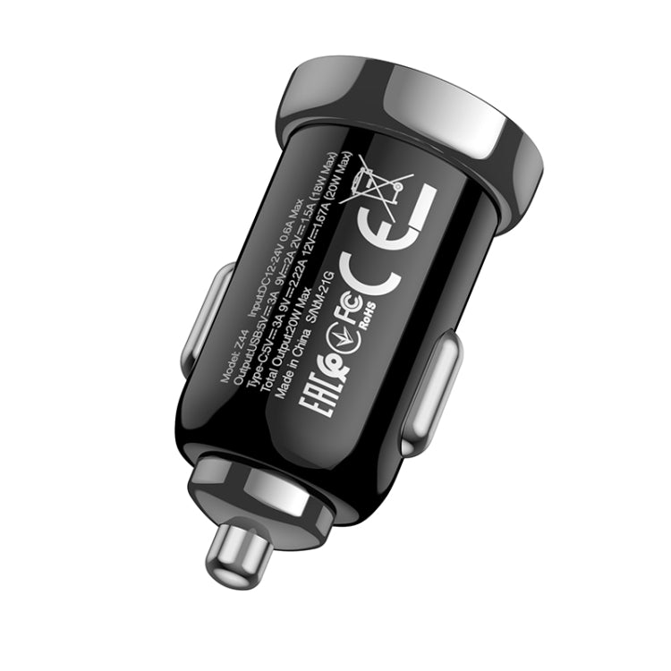 hoco Z44 Leading PD 20W USB-C / Type-C + QC 3.0 USB Car Charger(Black) - Car Charger by hoco | Online Shopping South Africa | PMC Jewellery