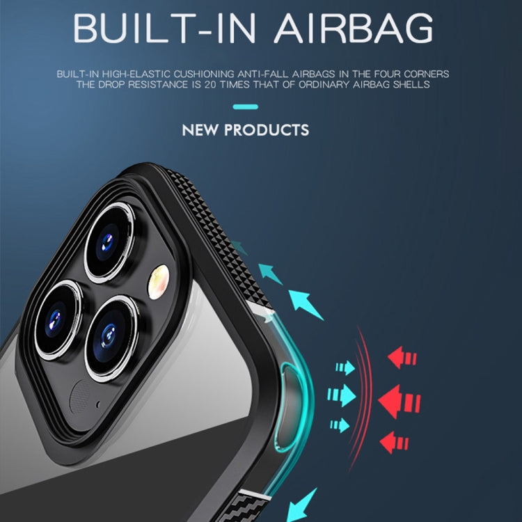 For iPhone 13 Pro Max MG Series Carbon Fiber TPU + Clear PC Four-corner Airbag Shockproof Case (Red) - free shipping - PMC TechLife - Order now!
