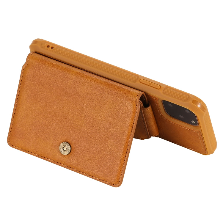 For iPhone 11 Pro Max Buckle Zipper Shockproof Protective Case with Holder & Card Slots & Wallet & Lanyard & Photos Frames(Brown) - iPhone 11 Pro Max Cases by PMC TechLife | Online Shopping South Africa | PMC TechLife | Buy Now Pay Later Mobicred