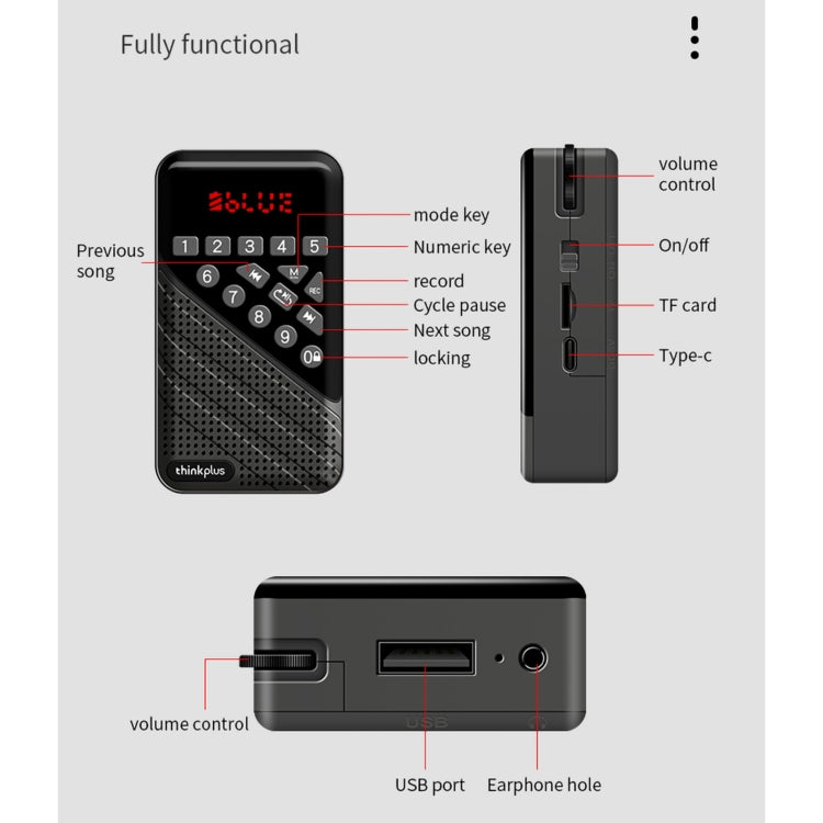 Lenovo R5 Bluetooth 5.0 Multi-function Mini Bluetooth Speaker Radio(Black) - Mini Speaker by Lenovo | Online Shopping South Africa | PMC Jewellery