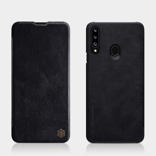 For Galaxy A20s NILLKIN QIN Series Crazy Horse Texture Horizontal Flip Leather Case with Card Slot(Black) - Galaxy Phone Cases by NILLKIN | Online Shopping South Africa | PMC Jewellery